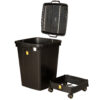 Conductive 90 litre waste bin, lid and mobile base