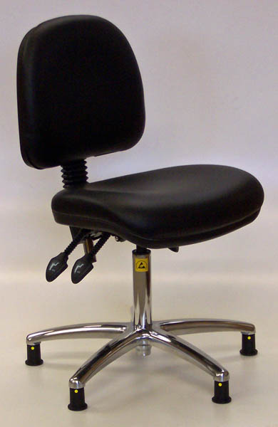 25016 – ESD Shell-back chair, low model with glides and black vinyl