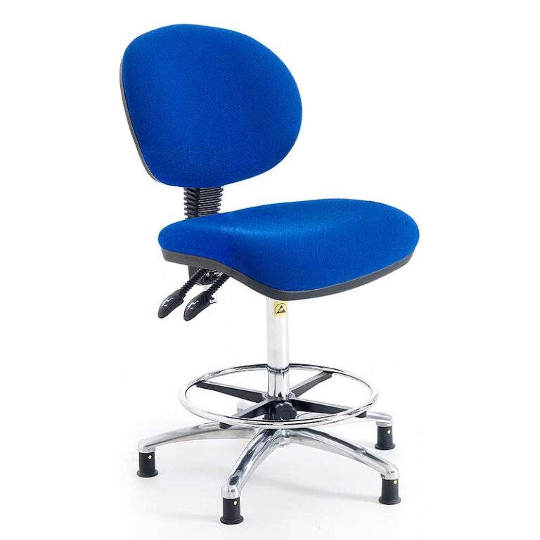 ESD Shellback Chair, high model 500mm 690mm with glides (fabric) Static Safe Environments