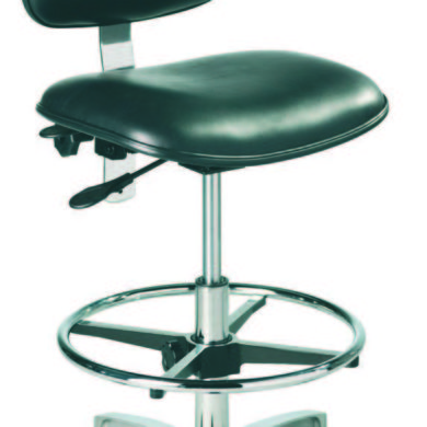 25007 - ESD Operator Chair, high model with glides and black vinyl