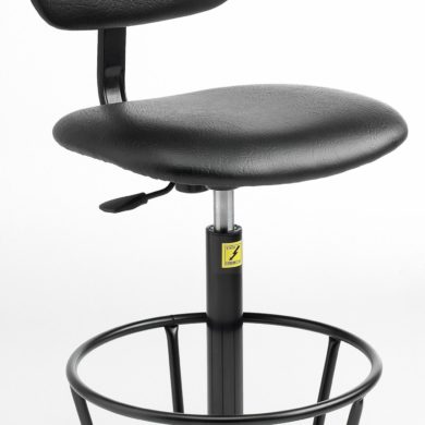 25066 - Gas-lift high model ESD chair with feet, black vinyl