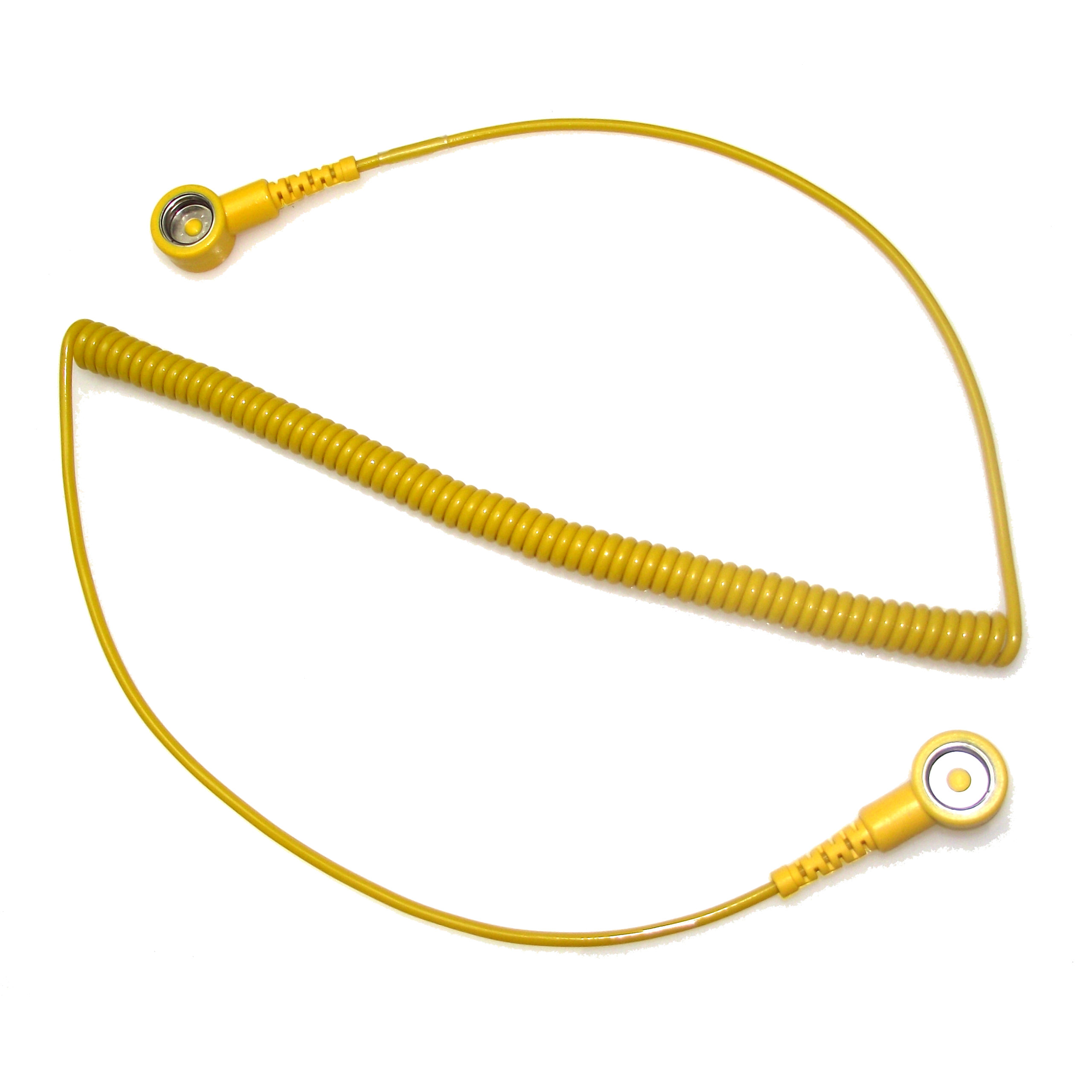 Anti Static Yellow Coiled Grounding Lead with 10mm Studs both ends