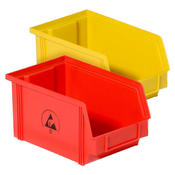 static dissipative coloured plastic container