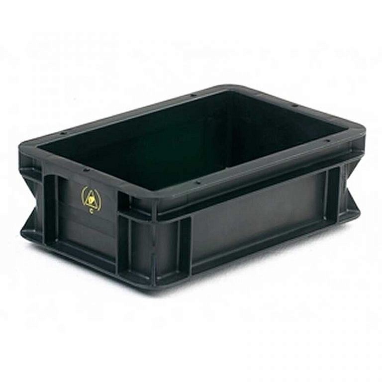 WEZ Ribbed Base Conductive Containers Static Safe Environments