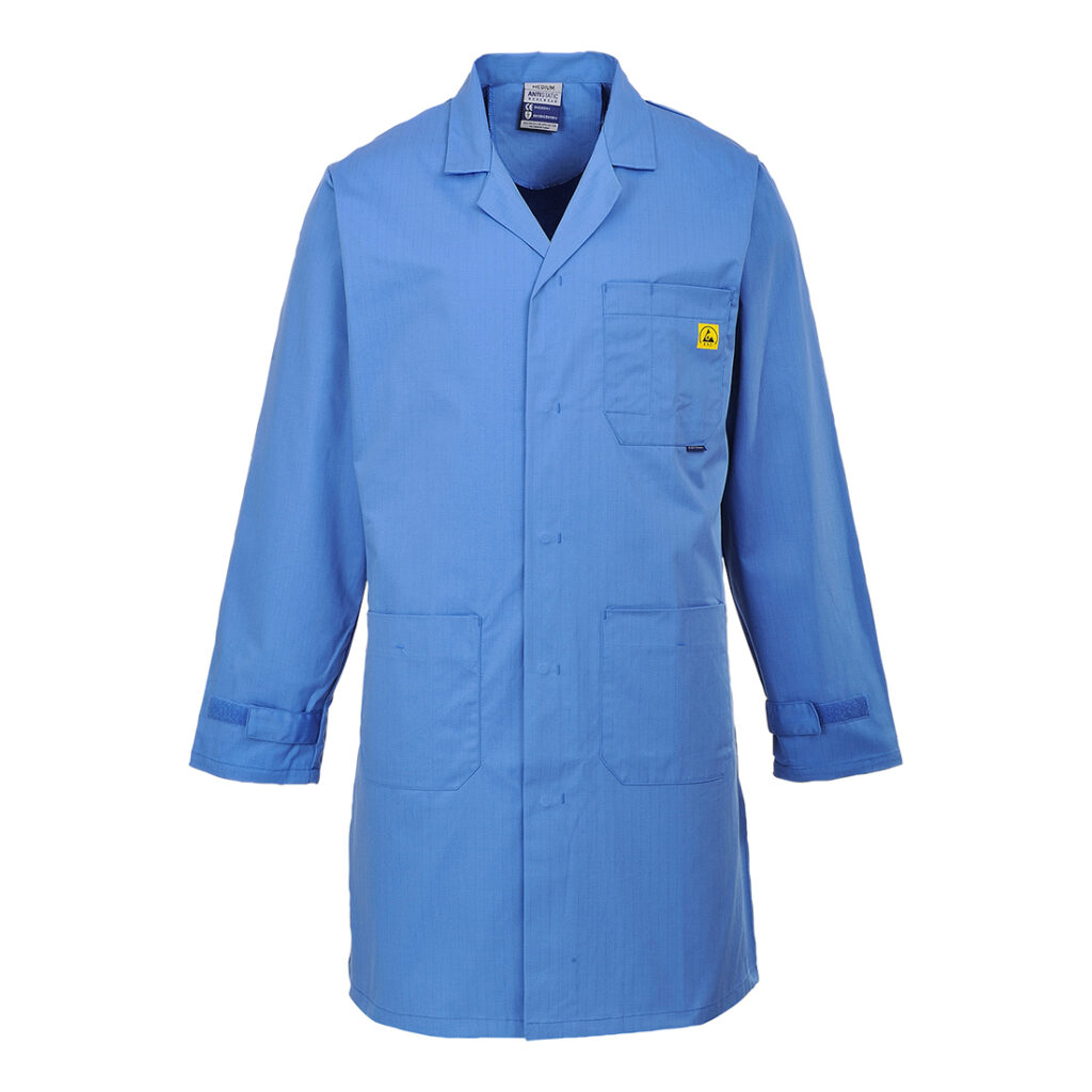 Unisex ESD Lab Coat Dark Blue Static Safe Environments