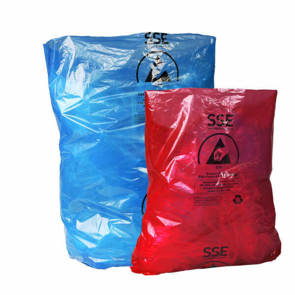 Anti-static ESD refuse bin liners (47039 blue 110 litre & 47043 red 50 litre)