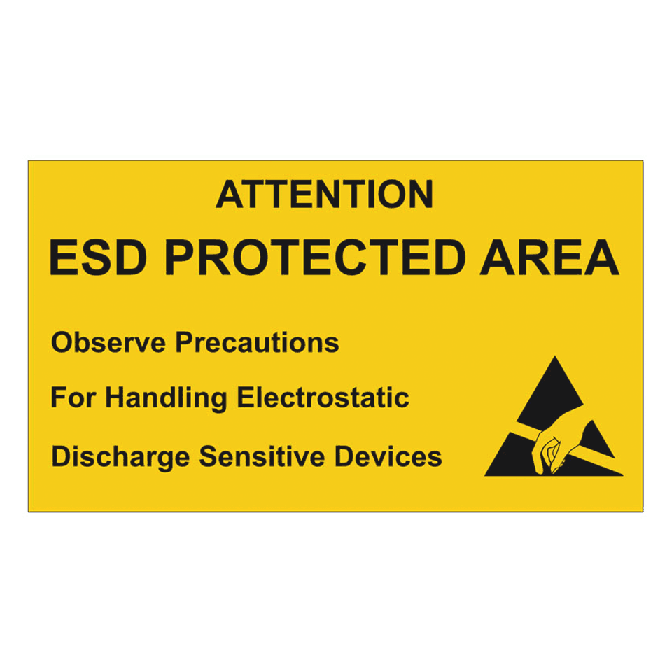 FRENCH BLK/YEL MULTICOMP 055-0074 ESD PROTECTED AREA SIGN 