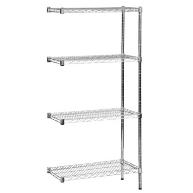 Chrome-Line Wire Shelving Extension Bay with 4 shelves