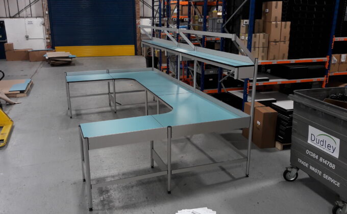 Kitehawke ESD bench corner installation. Pre-assembly at SSE