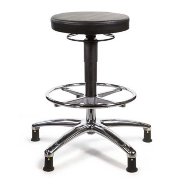 Tech Range High Model ESD Stool With Glides Vinyl Upholstery 25133