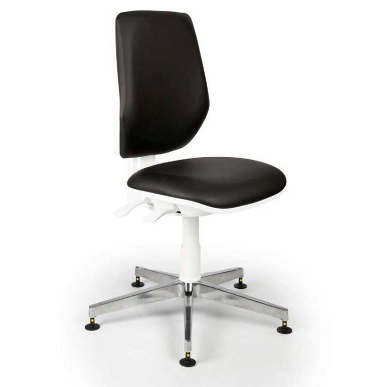 Tech Plus Range low model ESD cleanroom chair with glides white seat