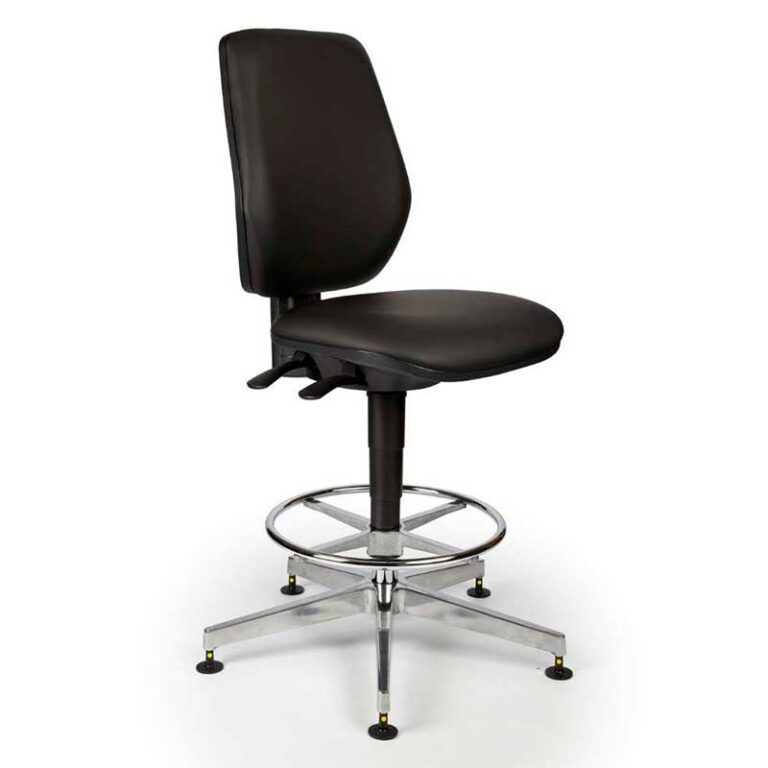 Tech Plus Range high model ESD cleanroom chair with glides black seat casing Static Safe