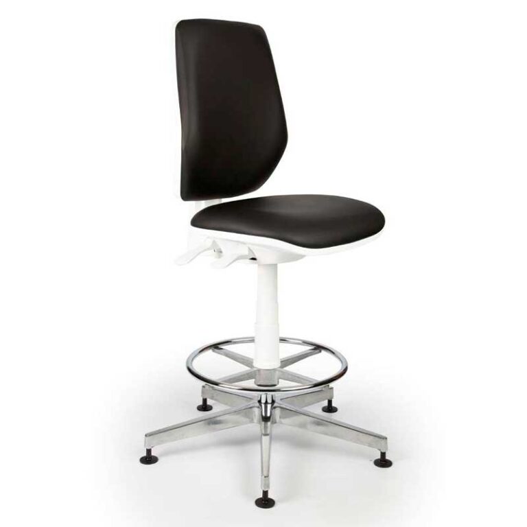 Tech Plus Range high model ESD cleanroom chair with glides white seat