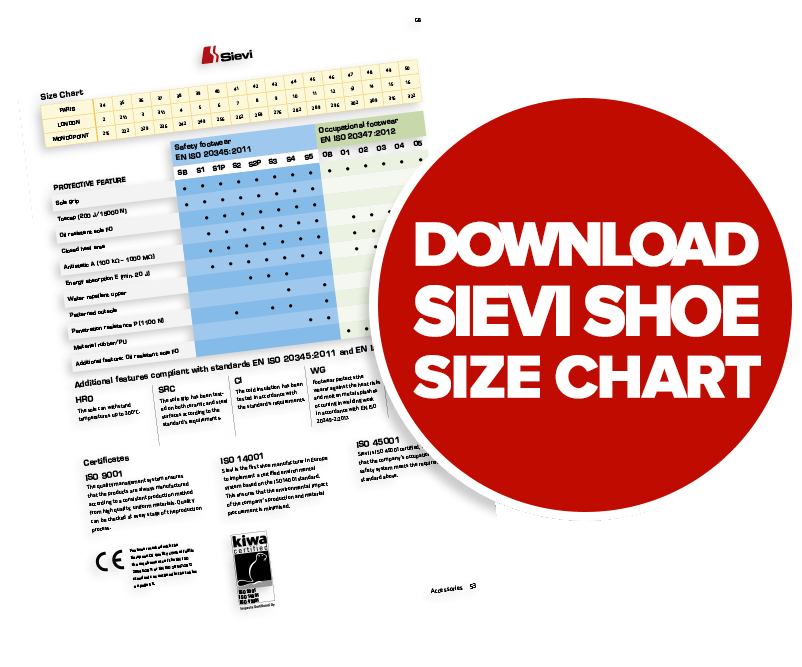 SIEVI Shoe Size Chart