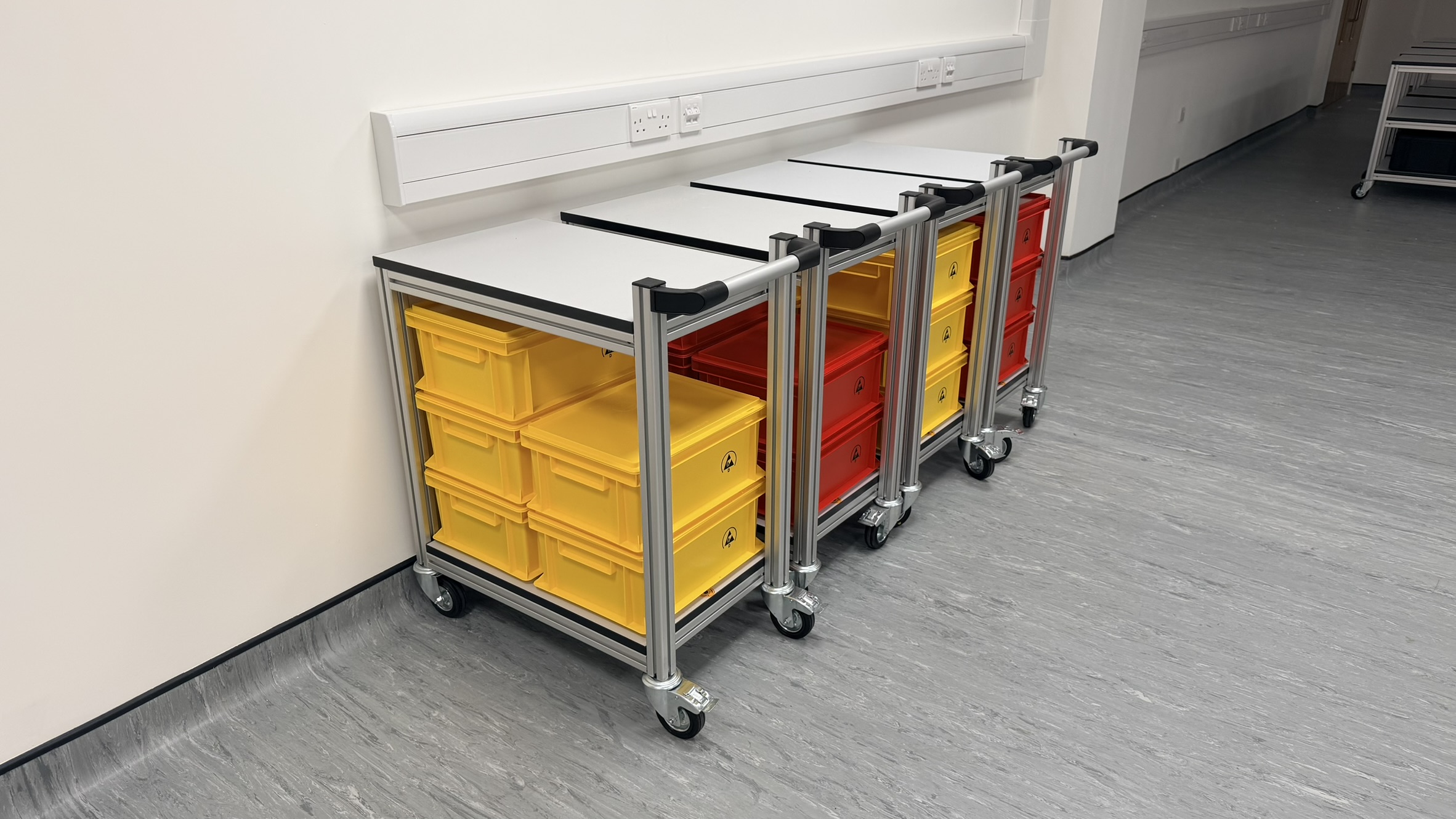 Kitehawke 2 Tier ESD Shelf Trolley And Containers Kitehawke 2 Tier ESD Shelf Trolley And Containers